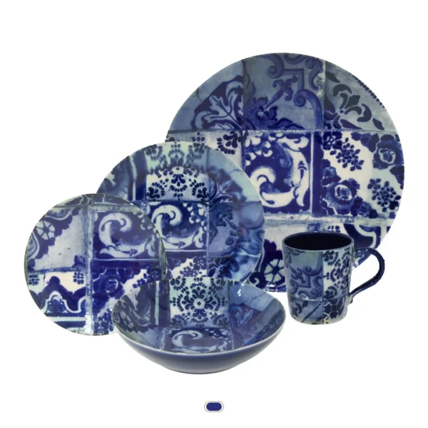 Lisboa Dinnerware Set, 30 Pieces by Costa Nova - Blue Tile