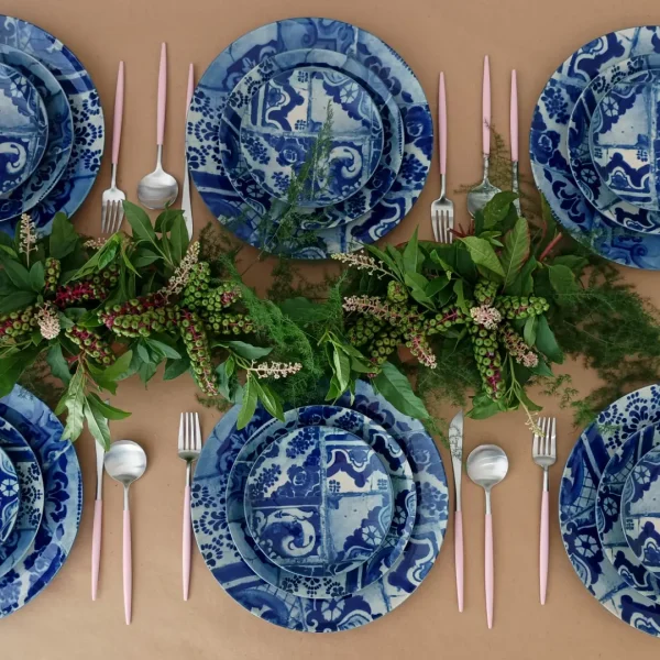 Lisboa Dinnerware Set, 30 Pieces by Costa Nova - Blue Tile - LIDS30P-02013C - Orpheu Decor