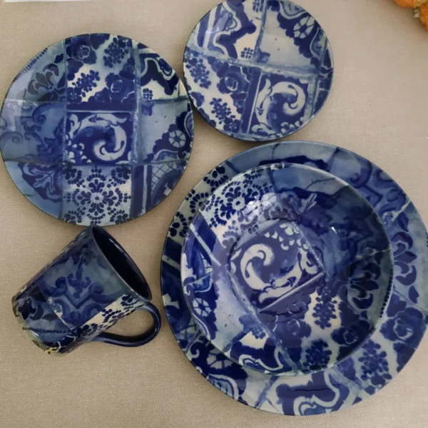 Lisboa Dinnerware Set, 30 Pieces by Costa Nova - Blue Tile - LIDS30P-02013C - Orpheu Decor