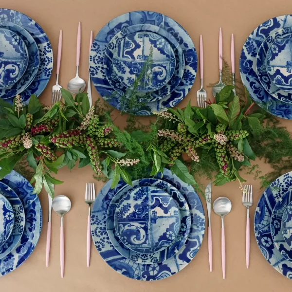 Lisboa Plates, 18 Pieces Set by Costa Nova - Blue Tile - LIP18PS-02013C - Orpheu Decor