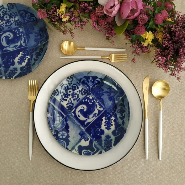 Lisboa Salad/Dessert Plate, 21 cm by Costa Nova - Blue Tile - COPS03-02013C - Orpheu Decor