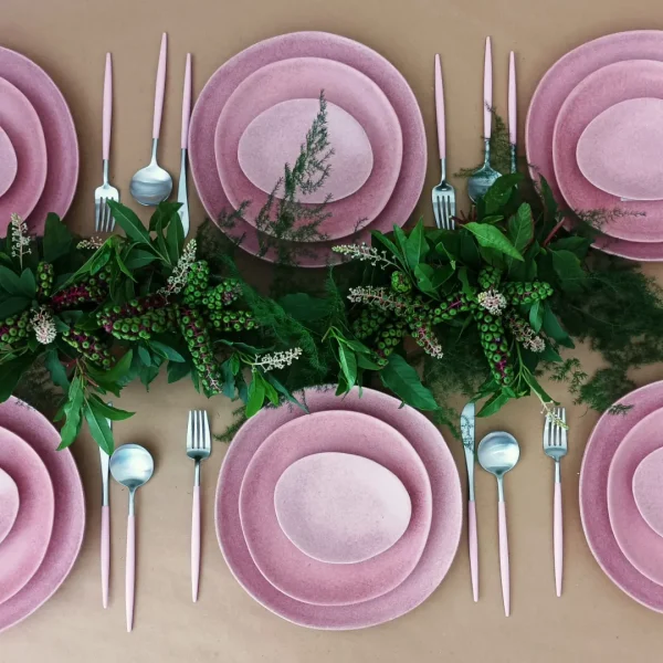 Livia Dinnerware Set, 30 Pieces by Costa Nova - Mauve Rose - LIDS30P-PNK - Orpheu Decor