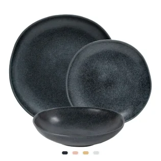 Livia Plates, 3 Pieces Set by Costa Nova - Matte Black