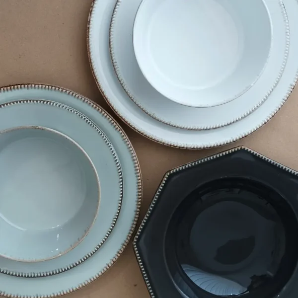 Luzia Dinnerware Set, 30 Pieces by Costa Nova - White, Soft Grey & Dark Grey - Orpheu Decor