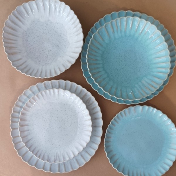 Mallorca Plates 3 Pieces Set, Casafina by Costa Nova - Sea Blue & Sand Beige