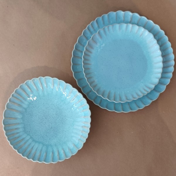 Mallorca Plates 3 Pieces Set, Casafina by Costa Nova - Sea Blue - MAP3PS-SEA - Orpheu Decor