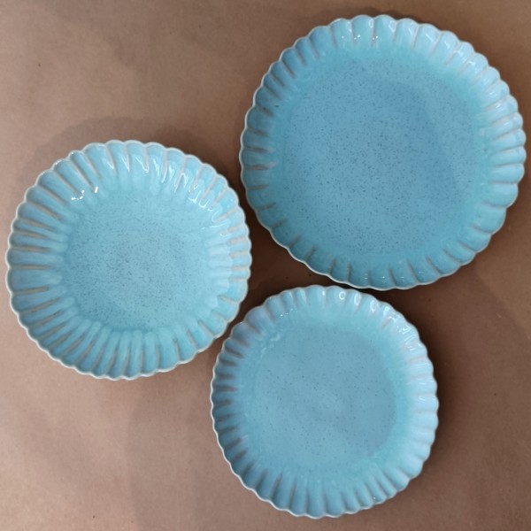 Mallorca Plates 3 Pieces Set, Casafina by Costa Nova - Sea Blue - MAP3PS-SEA - Orpheu Decor