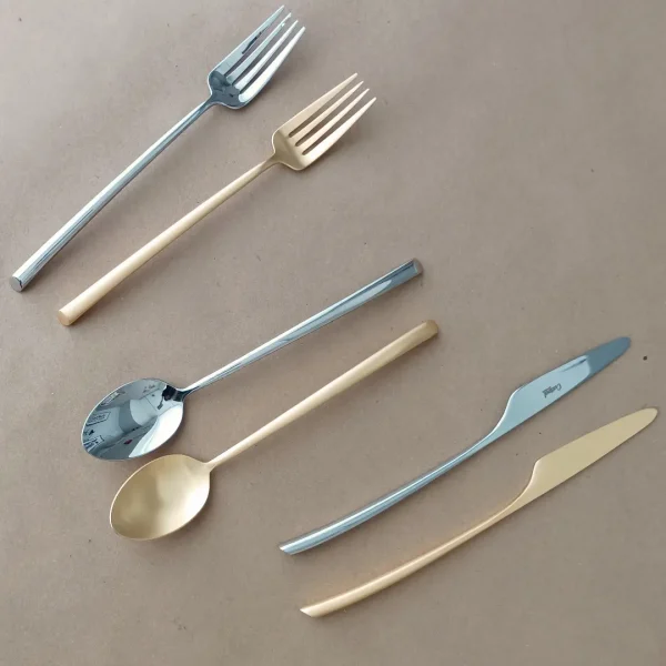 Mezzo Table Spoon by Cutipol - Polished Steel & Matte Gold - Orpheu Decor