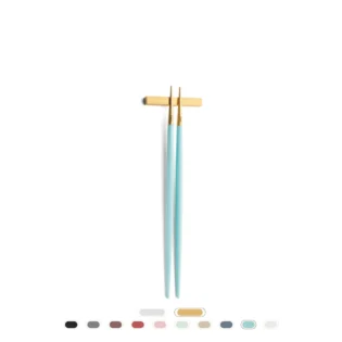 Mio Chopsticks Set (3 pcs) by Cutipol - Matte Gold, Turquoise