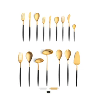 Mio Cutlery Set, 115 Pieces by Cutipol - Matte Gold, Black