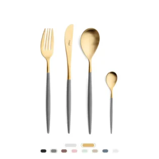 Mio Cutlery Set, 24 Pieces by Cutipol - Matte Gold, Grey