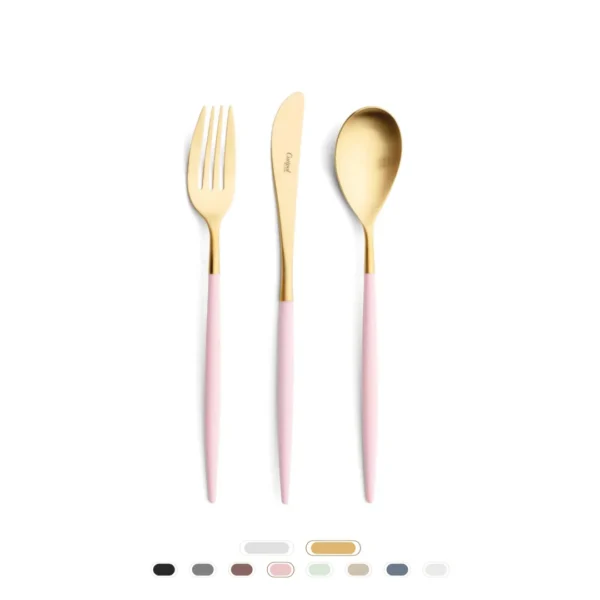 Mio Cutlery Set, 3 Pieces by Cutipol - Matte Gold, Pink