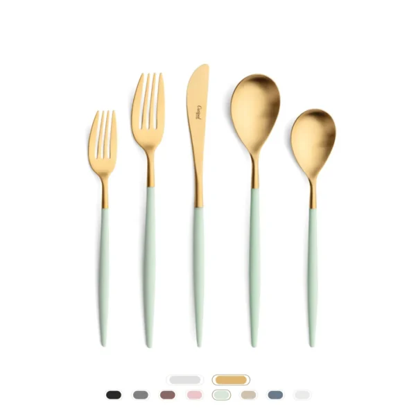 Mio Cutlery Set, 5 Pieces by Cutipol - Matte Gold, Celadon