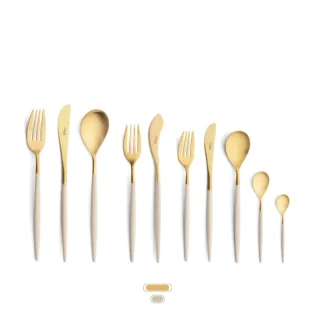 Mio Cutlery Set, 60 Pieces by Cutipol - Matte Gold, Ivory