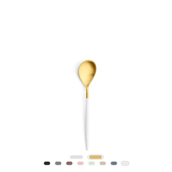 Colher Sobremesa Mio by Cutipol - Dourado Escovado, Branco