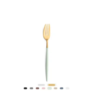 Mio Dinner Fork by Cutipol - Matte Gold, Celadon
