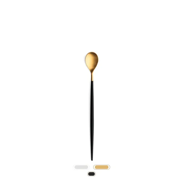 Mio Long Drink Spoon by Cutipol - Matte Gold, Black