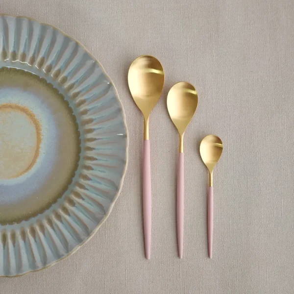 Mio Table Spoon by Cutipol - Matte Gold, Pink - MI.05 PKGB - Orpheu Decor