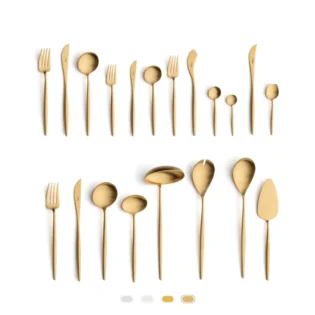 Moon Cutlery Set, 130 Pieces by Cutipol - Matte Gold