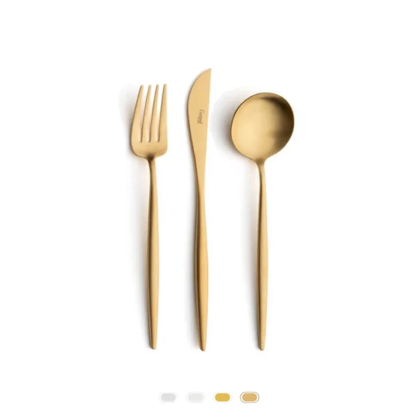 Moon Cutlery Set, 3 Pieces by Cutipol - Matte Gold