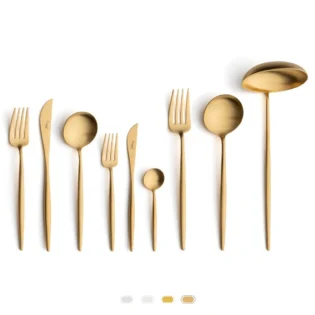 Moon Cutlery Set, 75 Pieces by Cutipol - Matte Gold
