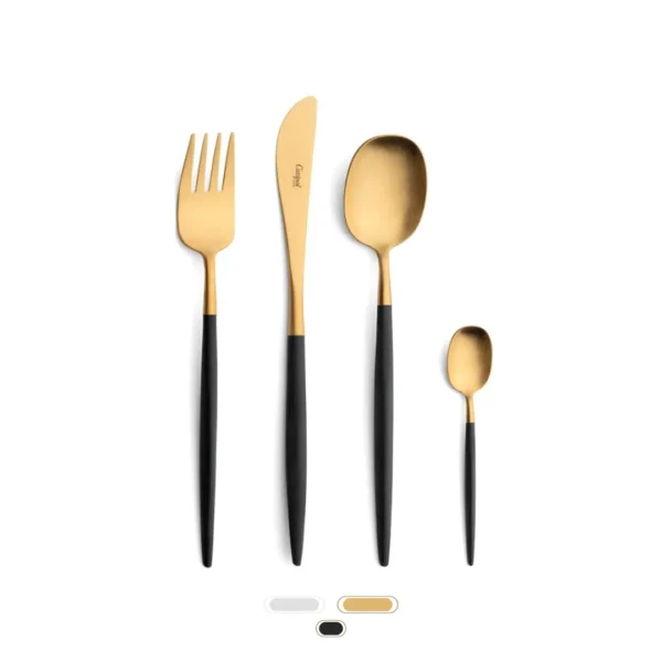 Nau Cutlery Set, 24 Pieces by Cutipol - Matte Gold, Black