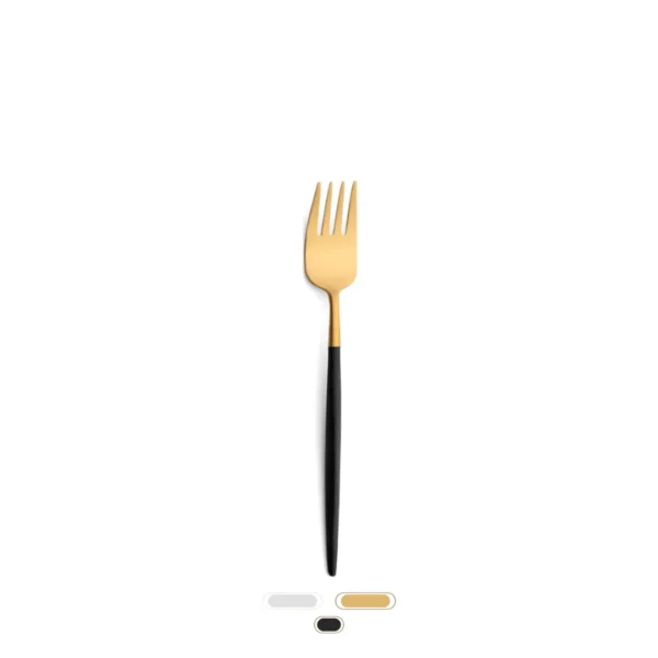 Nau Dinner Fork by Cutipol - Matte Gold, Black