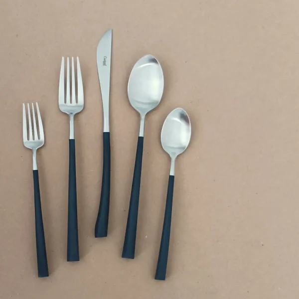 Noor Cutlery Set, 5 Pieces by Cutipol - Matte, Black - NO.5 - Orpheu Decor
