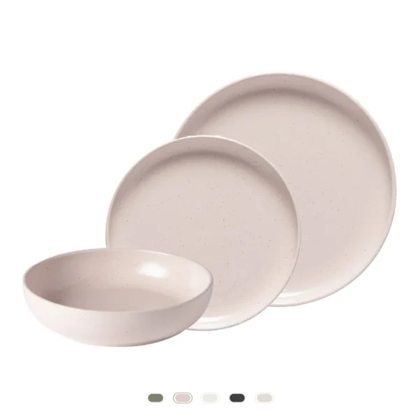 Pacifica Plates, 18 Pieces Set by Casafina - Marshmallow Rose