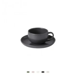 Pacifica Tea Cup & Saucer, 0.22 L by Casafina - Seed Grey