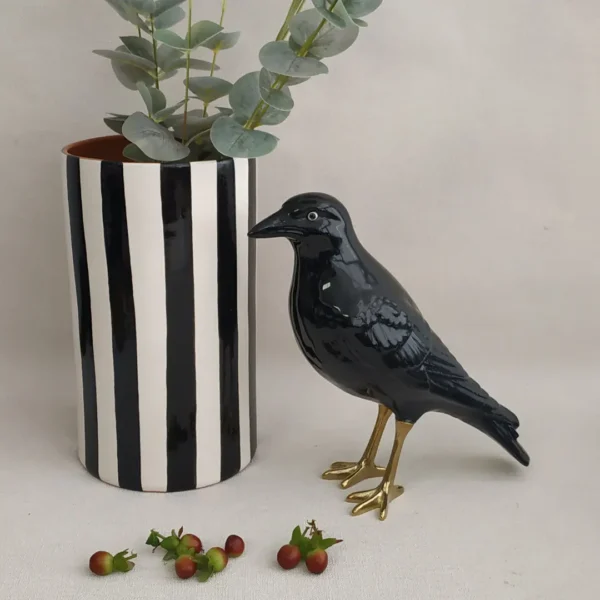Pattern Bold Stripe Vase, 22 cm by Casa Cubista - Black - 0431 - Orpheu Decor