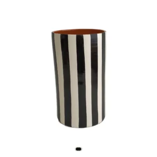 Pattern Bold Stripe Vase, 22 cm by Casa Cubista - Black