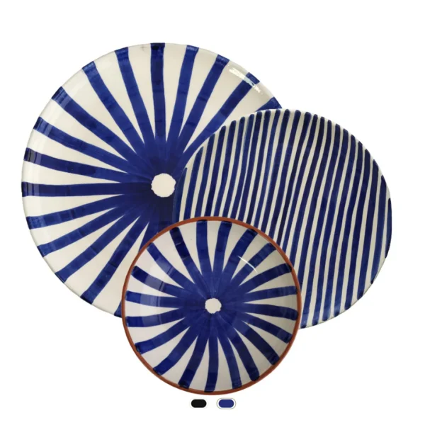 Assiettes Pattern, Ray & Stripe, 3 Pièces by Casa Cubista - Bleu