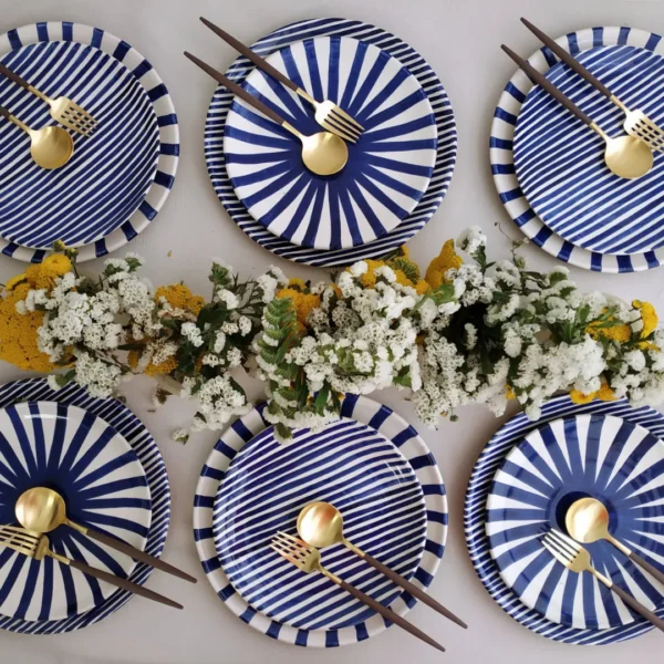 Assiette à Salade/Dessert Pattern, Ray, 23 cm by Casa Cubista - Bleu - 0212-2 - Orpheu Decor