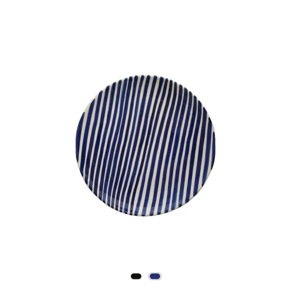 Pattern Salad/Dessert Plate, Stripe, 23 cm by Casa Cubista - Blue