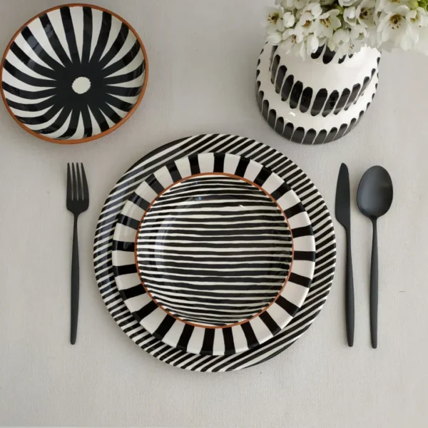 Pattern Soup/Cereal Bowl, Stripe, 16 cm by Casa Cubista - Black - 0214-1 - Orpheu Decor