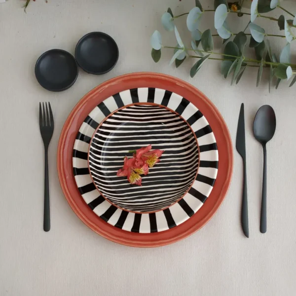 Pattern Soup/Cereal Bowl, Stripe, 16 cm by Casa Cubista - Black - 0214-1 - Orpheu Decor