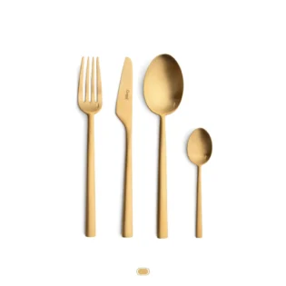 Rondo Cutlery Set, 24 Pieces by Cutipol - Matte Gold