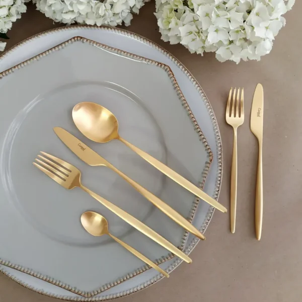 Solo Cutlery Set, 130 Pieces by Cutipol - Matte Gold - SO.01 GB - Orpheu Decor