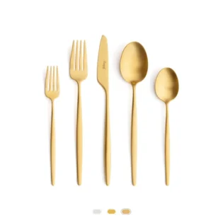 Solo Cutlery Set, 5 Pieces by Cutipol - Matte Gold
