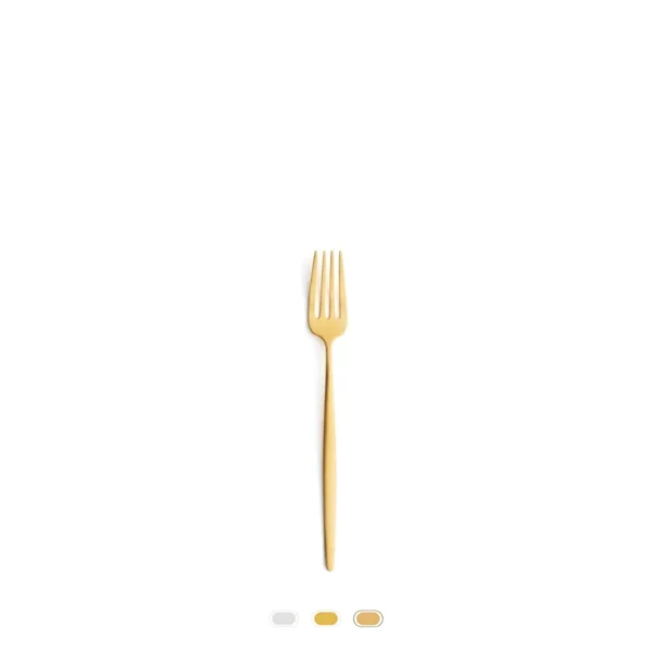Solo Dessert Fork by Cutipol - Matte Gold