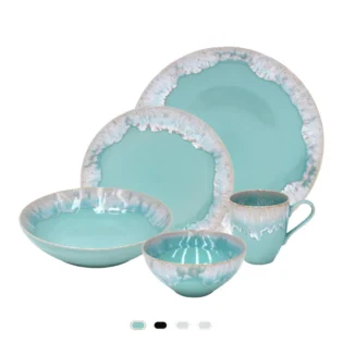 Taormina Dinnerware Set, 30 Pieces by Casafina - Aqua