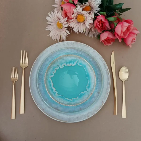 Taormina Dinnerware Set, 30 Pieces by Casafina - Aqua - TADS30P-AQU - Orpheu Decor