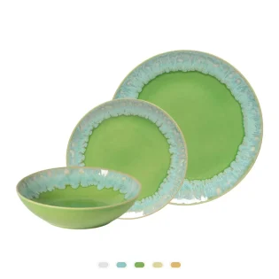 Taormina Plates 18 Pieces Set, Casafina by Costa Nova - Lime Green