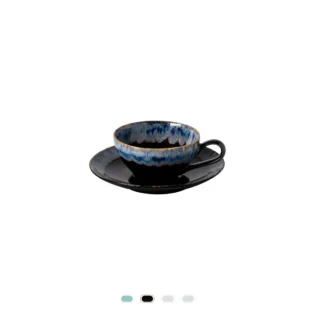 Taormina Tea Cup & Saucer, 0.2 L by Casafina - Black Night