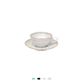 Taormina Tea Cup & Saucer, 0.2 L by Casafina - White with Gold