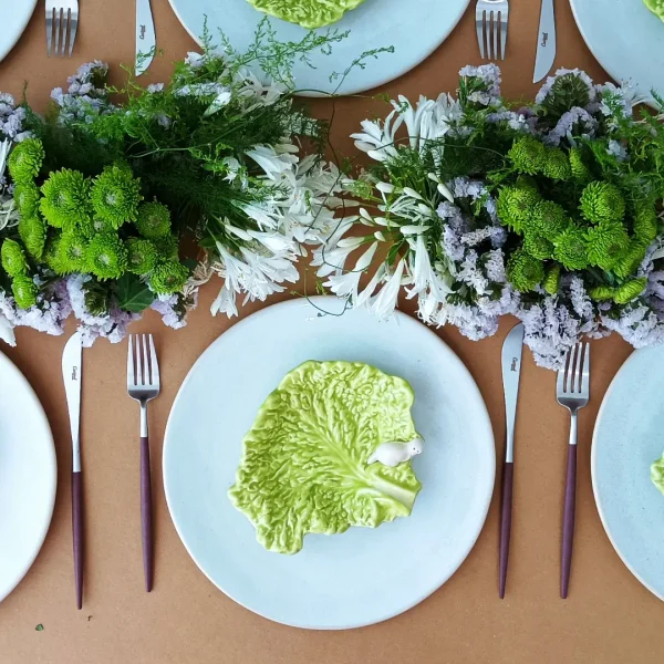 “The Lettuce and The Snail” Plate, 18 cm by Laboratório D’Estórias - Green - V.LE004VV - Orpheu Decor