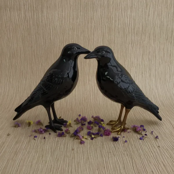 The Naughty Crow, 22 cm by Laboratório D’Estórias - Oxidised & Natural Brass, Black - Orpheu Decor