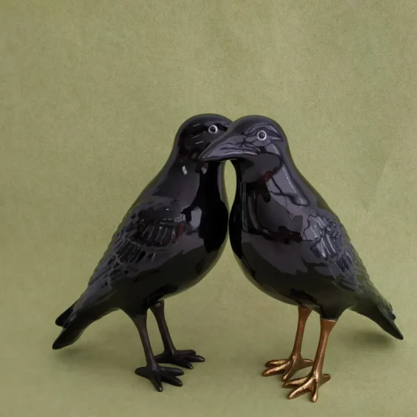 The Naughty Crow, 22 cm by Laboratório D’Estórias - Oxidised & Natural Brass, Black - Orpheu Decor