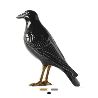 Le Corbeau espiègle, 22 cm by Laboratório D’Estórias - Natural Brass, Black